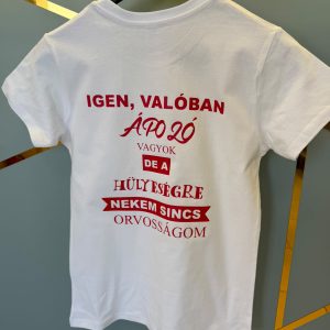 Női póló ápoló felirattal, fekete-fehér