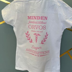 Női póló ápoló felirattal, fekete-fehér 1.0