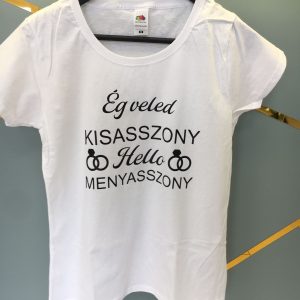 Női póló lánybúcsúra, fekete-fehér
